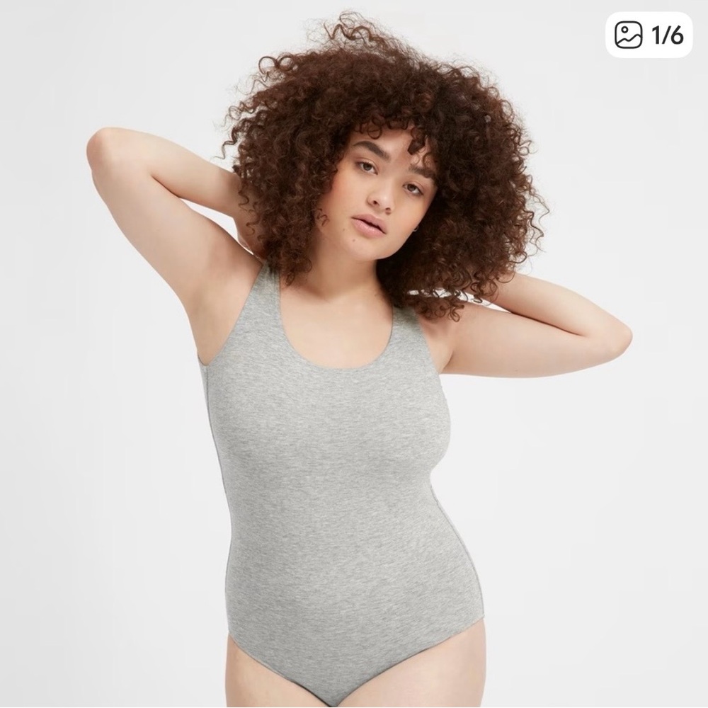 Everlane Gray Scoop Neck Bodysuit